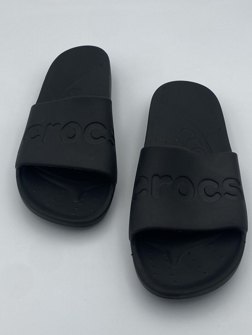 Crocs Slides Sandals Summer Shoes Black Crush Men 6 Women 8 Sandals Croslite